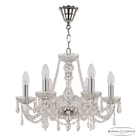 Люстра подвесная 104/6/165 Ni Bohemia Ivele Crystal без плафона на 6 ламп, основание никель прозрачное в стиле классический drops Люстра подвесная 104/6/165 Ni Bohemia Ivele Crystal без плафона на 6 ламп, основание никель прозрачное в стиле классический drops